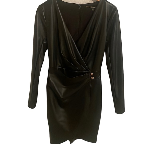 Guess faux leather black dress Lexie sz small‎ s - Picture 1 of 7